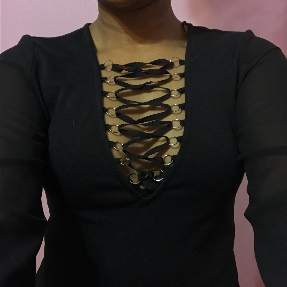 Forever 21 Black Lace Up Dress - Picture 4 of 7